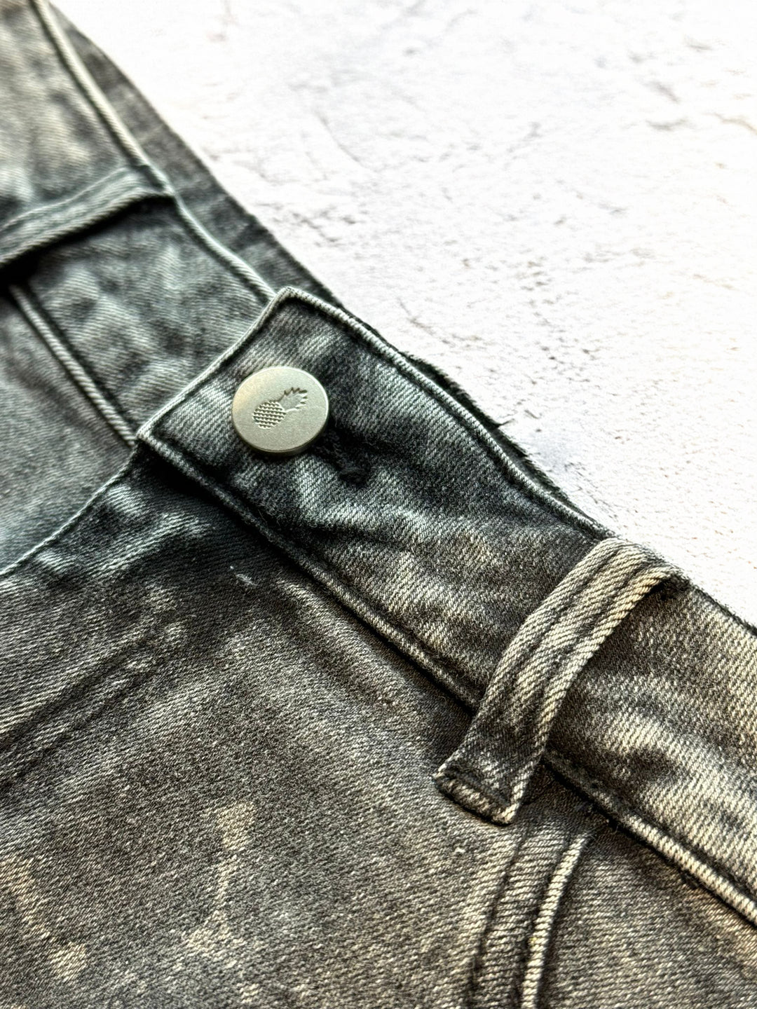 Acid Washed Distressed Booty Shorts  - Black