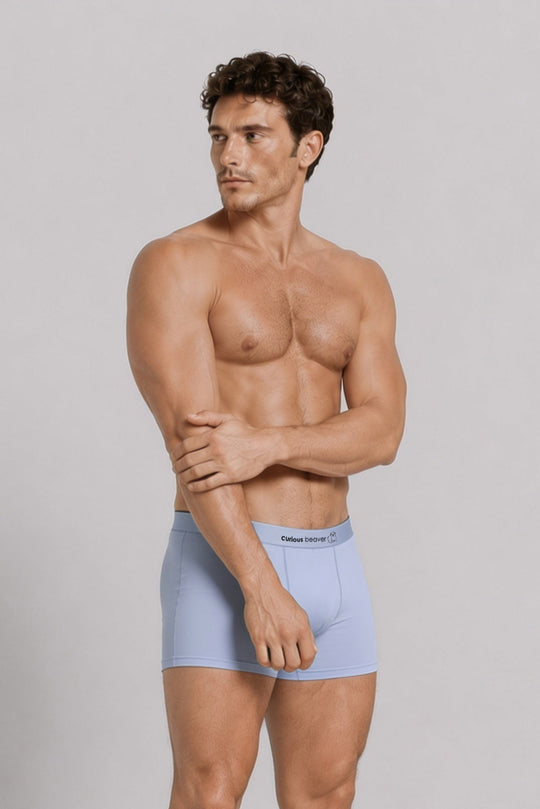 Men's Soft Modal Boxer Briefs - Silver Blue