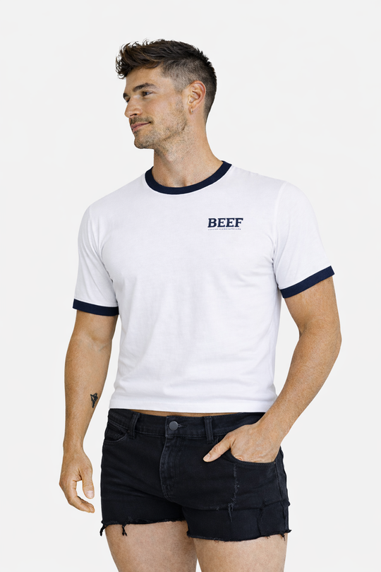 Field-Day Ringer Tee - White w/ Blue Trim