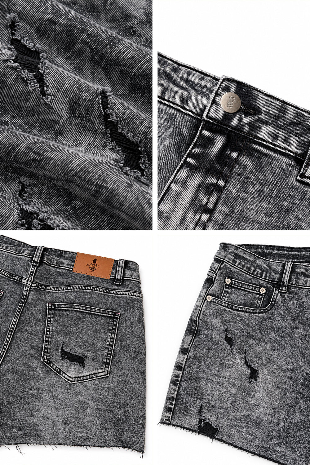 Rockstar Raw Cut 2.5" Denim Short Shorts - Black Acid Wash