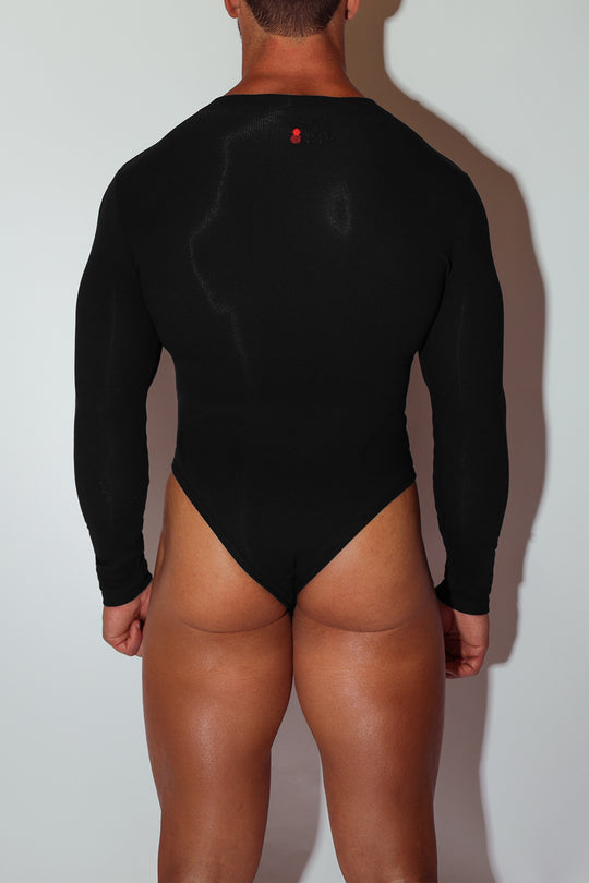 Infinity Long Sleeve Button Up Bodysuit - Midnight Black