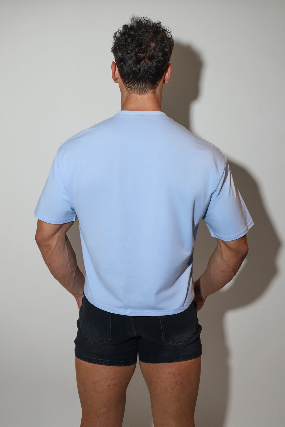 Oversized Relaxed Crop Top - Baby Blue