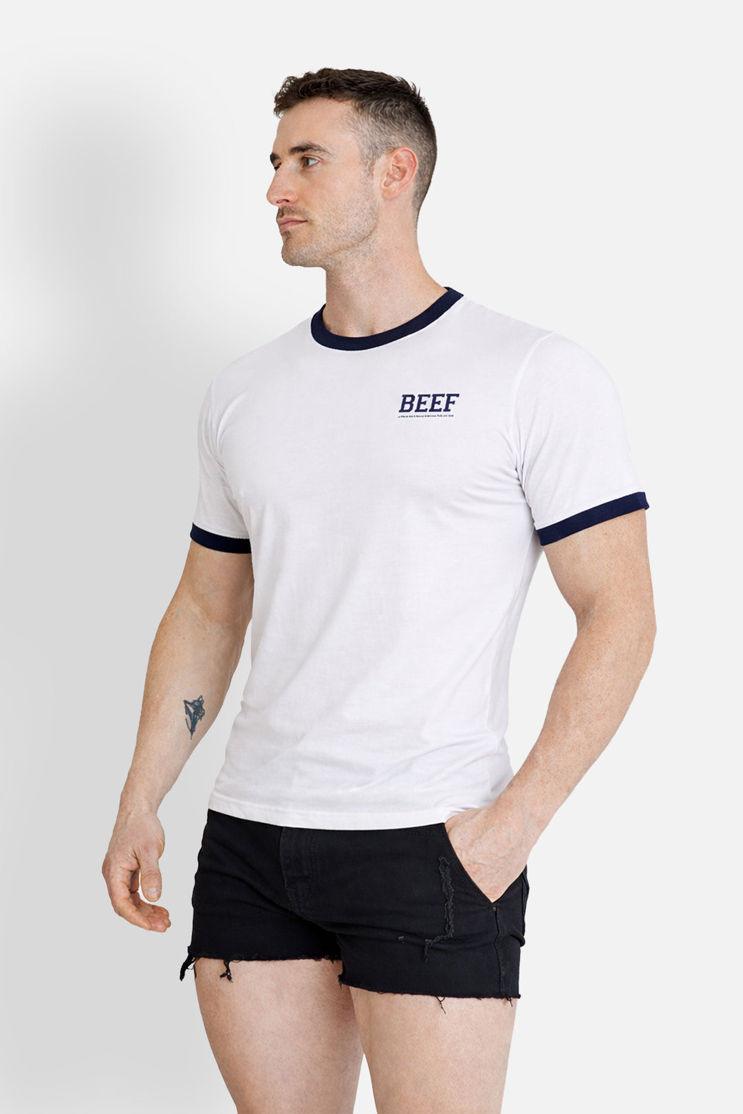 Field-Day Ringer Tee - White w/ Blue Trim